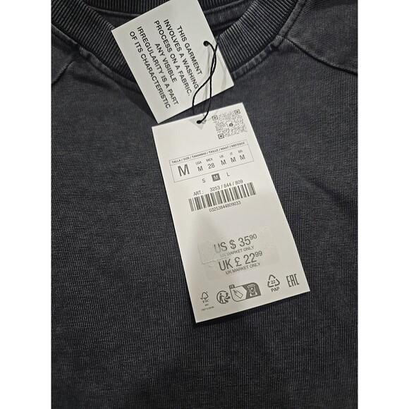 Zara Washed Effect Long Sleeve T-Shirt - M - Picture 5 of 5